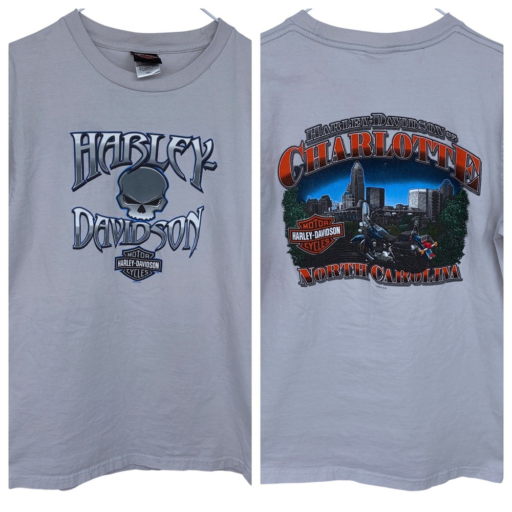 Gray Harley Davidson Motorcycles Graphic T Shirt Large Charlotte, NC Biker